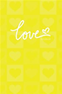 Love Notebook, Blank Write-in Journal, Dotted Lines, Wide Ruled, Medium (A5) 6 x 9 In (Yellow)