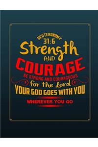 Be Strong & Courageous Christian Journal Notebook Sermon Notes Bible Study Diary