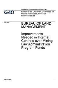 Bureau of Land Management, improvements needed in internal controls over mining law administration program funds