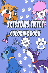 Scissors Skills Coloring Book on Dog and Puppy