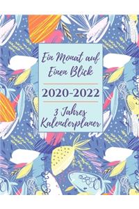 3-Jahres-Kalenderplaner 2020-2022 Ein Monat auf Einen Blick