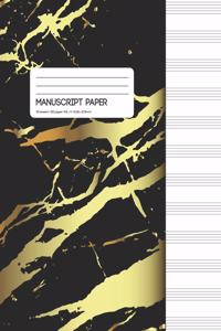 Manuscript Paper: Manuscript Music Paper * Large (8.5" x 11") * 12 Stave * 100 Pages: Gold and Black Marble Composition Notebook