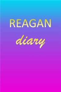 Reagan: Journal Diary Personalized First Name Personal Writing Letter R Blue Purple Pink Gold Effect Cover Daily Diaries for Journalists & Writers Journalin