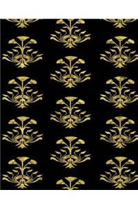 Egyptian Floral Pattern Gold Black School Composition Book 130 Pages