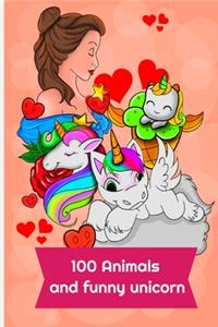 100 animals and funny Unicorn