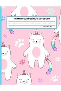Primary Composition Notebook Grades K-2 Kawaii Kitty Cat