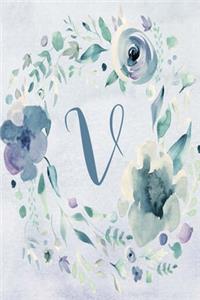 2020 Weekly Planner, Letter V - Blue Purple Floral Design