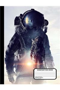 Astronaut in Space Suit with Space Ships Composition Notebook College Ruled 200 Pages / 100 Sheets, 9-3/4