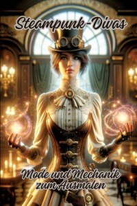 Steampunk-Divas: Mode und Mechanik zum Ausmalen