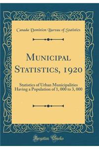 Municipal Statistics, 1920: Statistics of Urban Municipalities Having a Population of 1, 000 to 3, 000 (Classic Reprint)