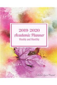 2019-2020 Academic Planner Weekly and Monthly Colorful Leaves Fractal