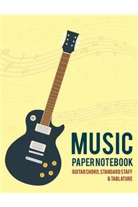 Music paper notebook - Guitar chord, Standard staff & Tablature