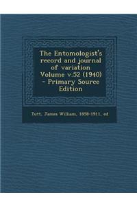 Entomologist's Record and Journal of Variation Volume V.52 (1940)