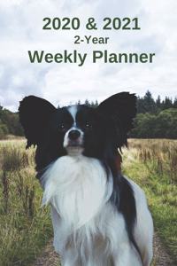 2020 & 2021 Weekly Planner - Two Year Appointment Book Gift - Two-Year Agenda Notebook for Papillon Dog Owners