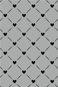 Bullet Journal Notebook Black Quilted Hearts Pattern 7: 112 Page Numbered Graph Style Grid Bullet Journal with Index Pages and Key Pages in Portable 6 X 9 Size.