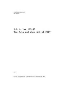 Public Law 115-97 Tax Cuts and Jobs Act of 2017