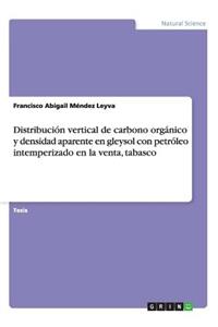 Distribución vertical de carbono orgánico y densidad aparente en gleysol con petróleo intemperizado en la venta, tabasco