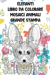 Libro da colorare - Grande stampa - Mosaici Animali - Elefanti