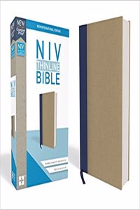 NIV, Thinline Bible, Cloth Over Board, Blue/Tan, Red Letter Edition