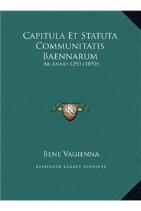 Capitula Et Statuta Communitatis Baennarum