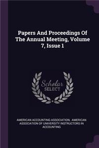 Papers and Proceedings of the Annual Meeting, Volume 7, Issue 1