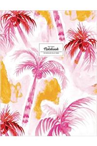 Dot Grid Notebook - Watercolor Palm Trees: Pink and Yellow, Large (Watercolor Notebook)