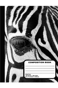 Wild Zebra Composition Notebook 200 Wide Ruled Pages