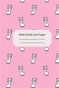 Baby Alpaca Theme Wide Ruled Line Paper