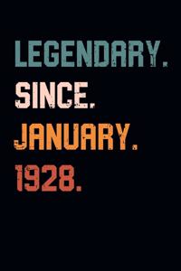 Blank Lined Journal, Notebook, Diary, Planner - Legendary Since January 1928 - 91st Birthday Gift For 91 Years Old Men and Women born in January