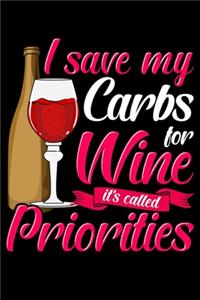 I Save My Carbs For Wine It's Called Priorities