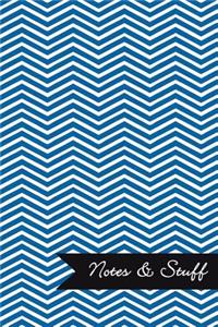 Notes & Stuff - Lined Notebook with Oxford Blue Chevron Pattern Cover