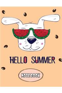 Hello Summer Notebook: White Dog On Orange Cover Notebook Journal Diary and Lined pages, (8.5 x 11) inches, 110 pages