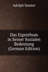 Das Eigenthum in Seiner Sozialen Bedeutung (German Edition)