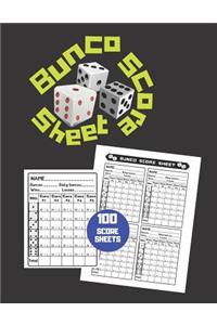 Bunco Score Sheet: V.5 100 Bunco Score Pad for Dice game / Bunco Scorekeeping / Score Keeping Book Large size