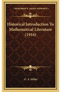 Historical Introduction to Mathematical Literature (1916)