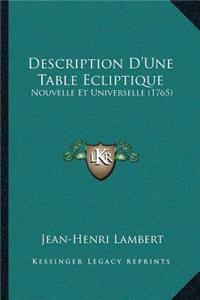 Description D'Une Table Ecliptique