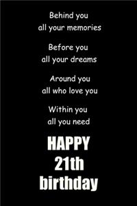 Behind you, all your memories. Before you, all your dreams happy 21th birthday