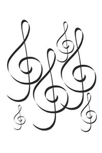 Music Clef Bass treble - music book, music lines, notebook, notepad, 120 pages, souvenir gift book, also suitable as a decoration for birthday or christmas