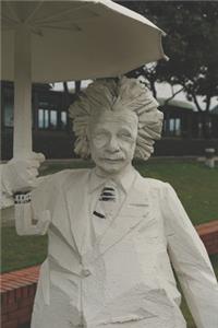 Albert Einstein Statue Holding an Umbrella - Blank Lined Notebook