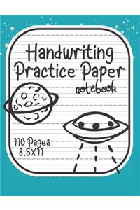 Handwriting Practice Paper: UFO Notebook With Dotted Line Students K-3, 8.5x11 inches, 110 Sheets.