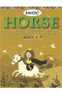 Magic Horse Coloring Book For Girls Ages 5-7