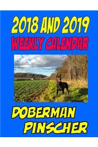2018 and 2019 Weekly Calendar Doberman Pinscher
