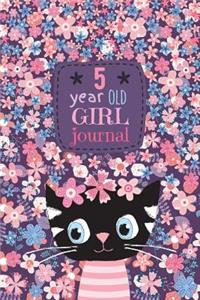 5 Year Old Journal: Happy Birthday Notebook Wide Ruled and Blank Framed Sketchbook Pages, 50 sheets/100 pages, 6" x 9" Soft Cover Cute Cat Diary for Kids to Keep Memori