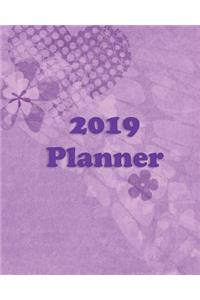 2019 Planner: Weekly Planner Monthly Planner 8x10 120 Pages Notes to Do Lists Dark Purple Hearts