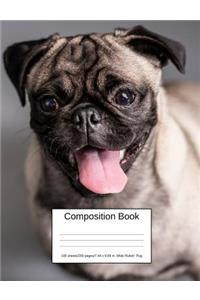 Composition Book 100 Sheets/200 Pages/7.44 X 9.69 In. Wide Ruled/ Pug
