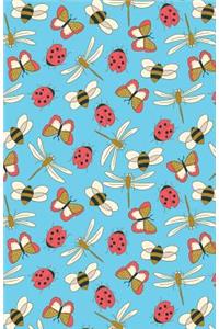 Bullet Journal Dragonflies, Bees and Ladybugs Pattern - Blue