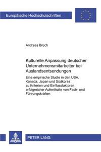 Kulturelle Anpassung Deutscher Unternehmensmitarbeiter Bei Auslandsentsendungen