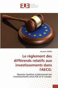 règlement des différends relatifs aux investissements dans l'AECG