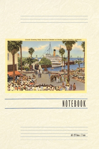 Vintage Lined Notebook Crowds Greeting Steamer, Santa Catalina
