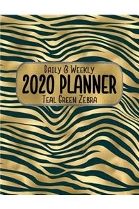 Daily & Weekly 2020 Planner Teal Green Zebra